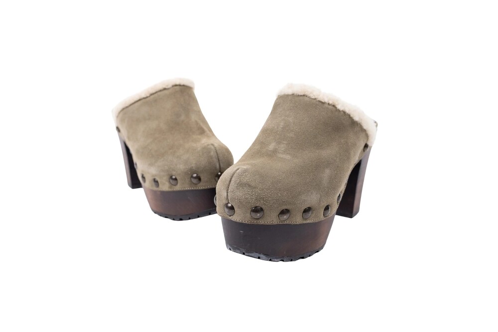 Giuseppe Zanotti Green Suede Clogs Size 39